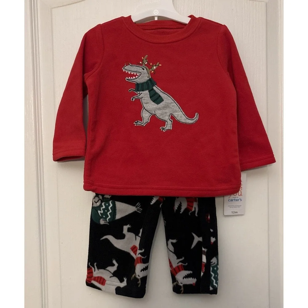 New Just One You Carter's Boys Christmas‎ Lounge Set. Dino, Walrus, Shark - 12M